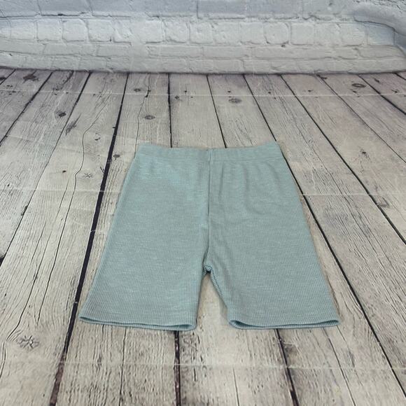 Little Bipsy Dusty Blue Ribbed Biker Shorts - Picture 1 of 3